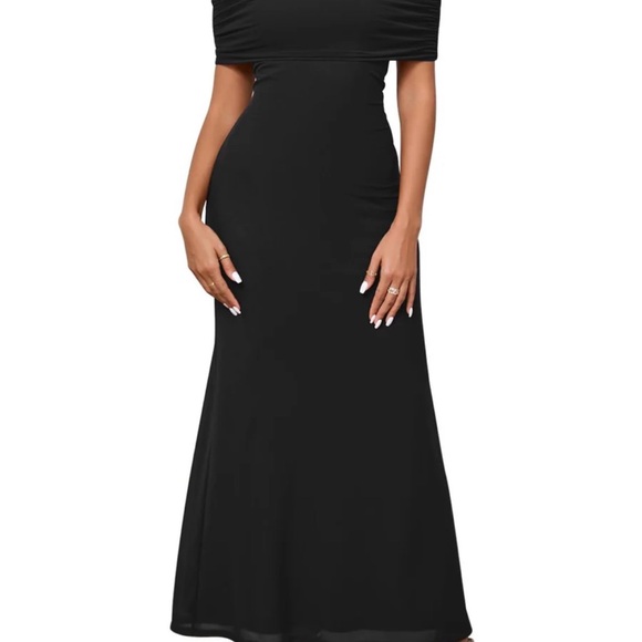 kutumai Dresses & Skirts - Off-Shoulder Black Maxi Dress